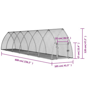 Hasenstall Silber Verzinkt 105x600x120 cm