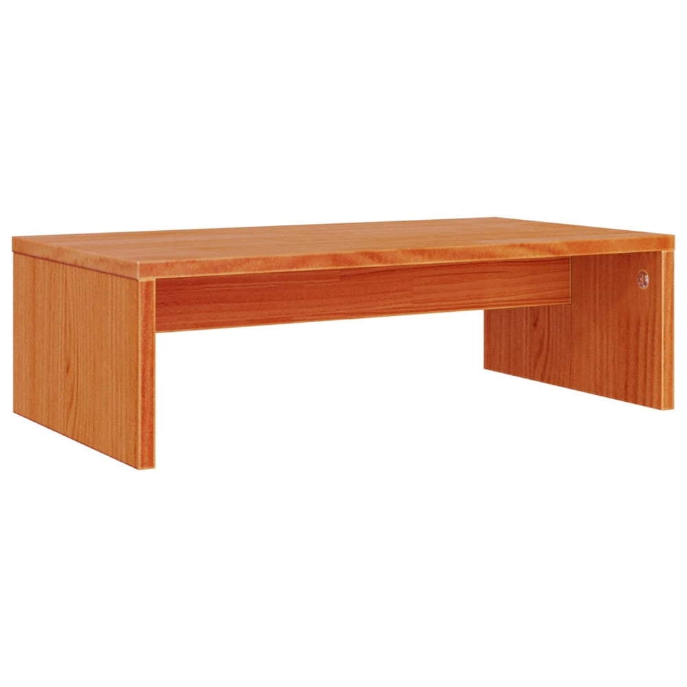 vidaXL Monitor Stand Waxed Brown 50x27x15 cm Solid Pine Wood