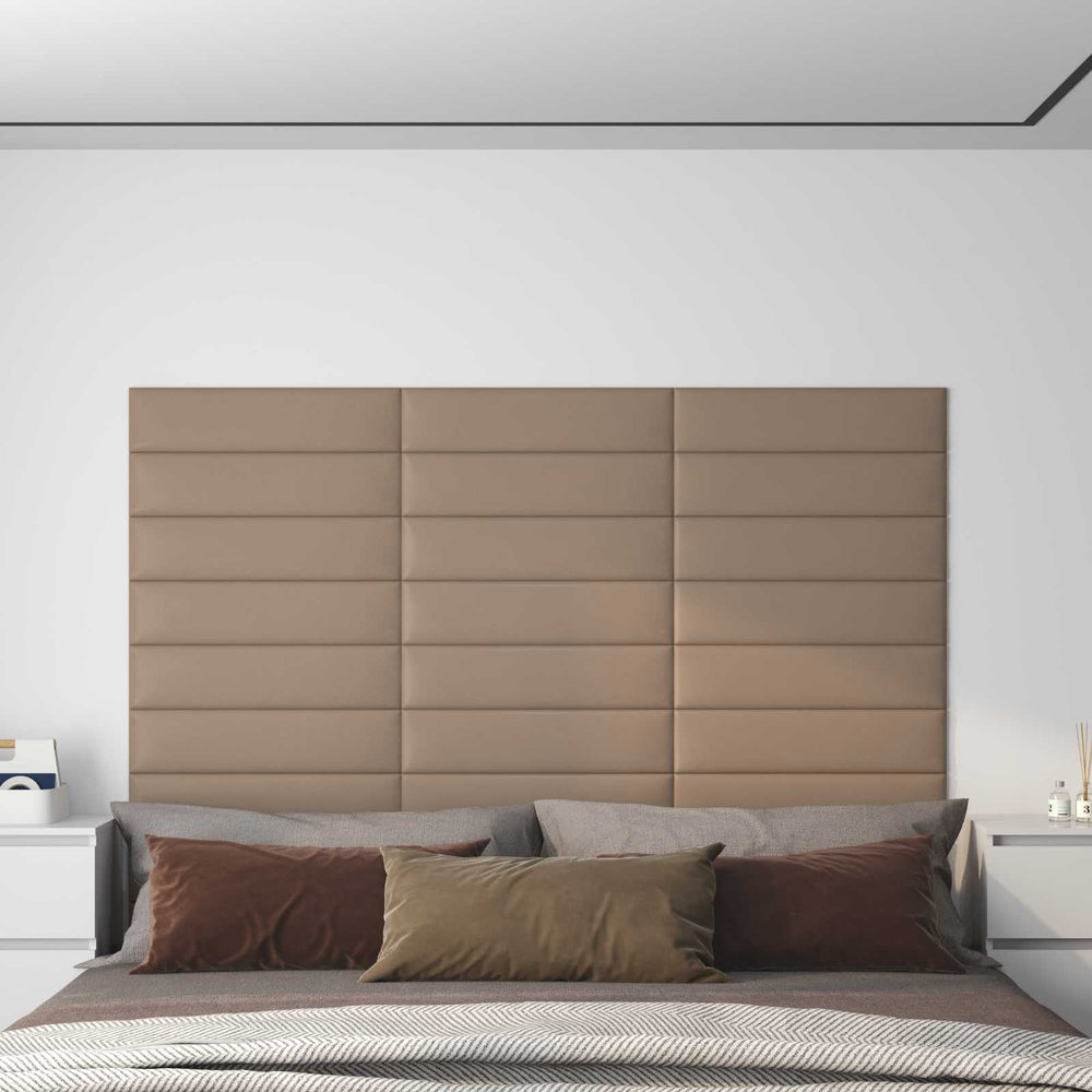 vidaXL Wall Headboards 12 pcs Cappuccino 60 x 15 cm Fabric