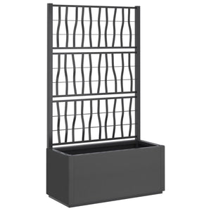 vidaXL Planter with Trellis Dark Grey 80x36x140 cm PP