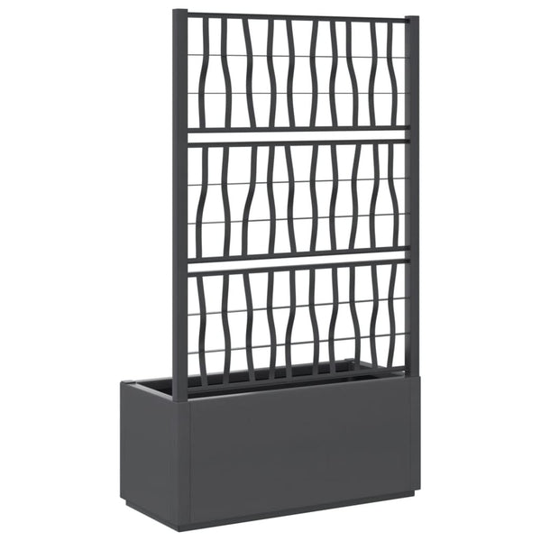 vidaXL Planter with Trellis Dark Grey 80x36x140 cm PP