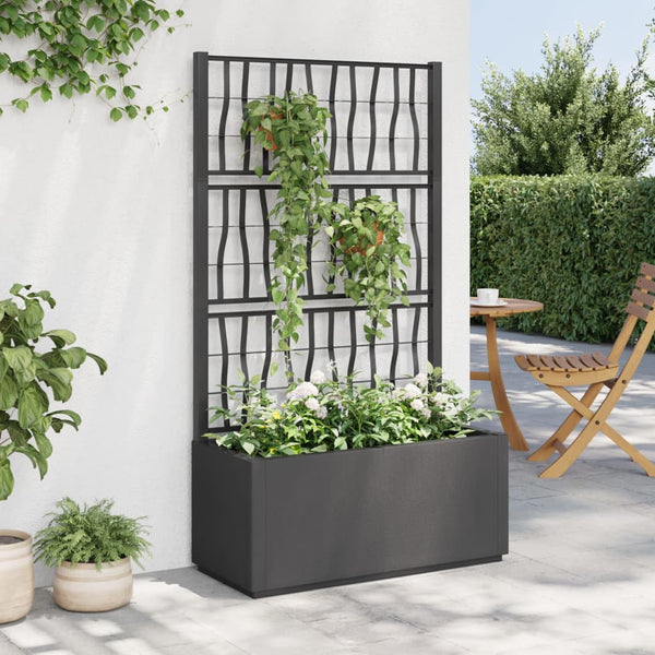 vidaXL Planter with Trellis Dark Grey 80x36x140 cm PP
