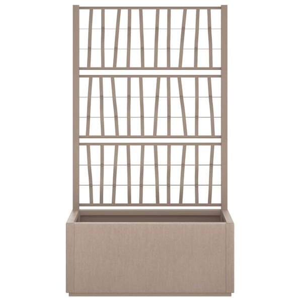 vidaXL Planter with Trellis Light Brown 80x36x140 cm PP