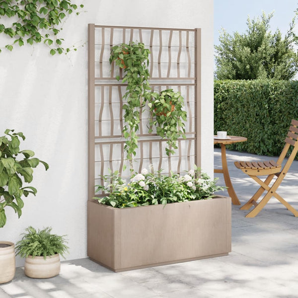 vidaXL Planter with Trellis Light Brown 80x36x140 cm PP