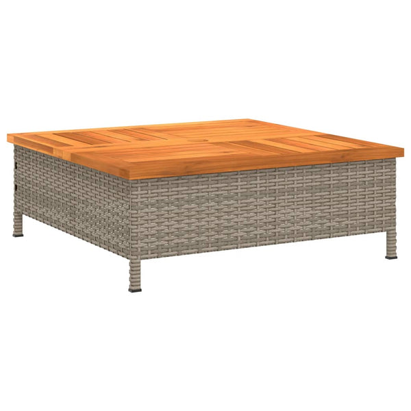 vidaXL Garden Table Gray 70x70x25 cm Rattan and Acacia Wood