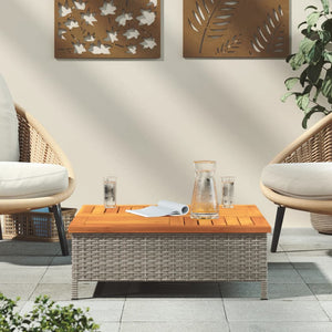 vidaXL Garden Table Gray 70x70x25 cm Rattan and Acacia Wood