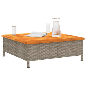 vidaXL Garden Table Gray 70x70x25 cm Rattan and Acacia Wood