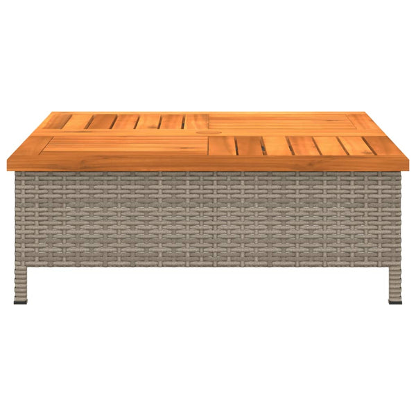 vidaXL Garden Table Gray 70x70x25 cm Rattan and Acacia Wood