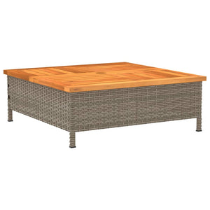 vidaXL Garden Table Gray 70x70x25 cm Rattan and Acacia Wood