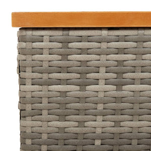 vidaXL Garden Table Gray 70x70x25 cm Rattan and Acacia Wood