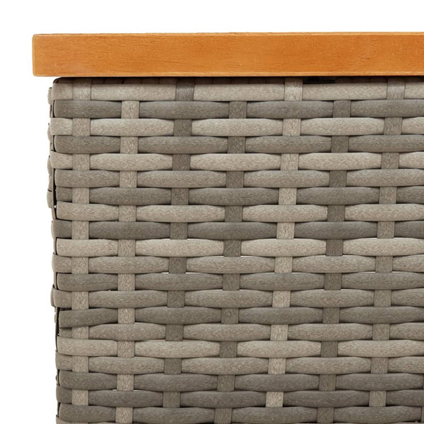vidaXL Garden Table Gray 70x70x25 cm Rattan and Acacia Wood