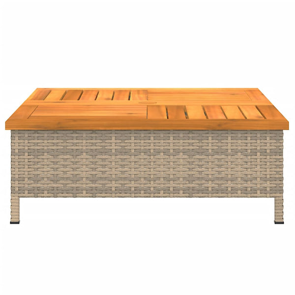 vidaXL Garden Table Beige 70x70x25 cm Rattan and Acacia Wood
