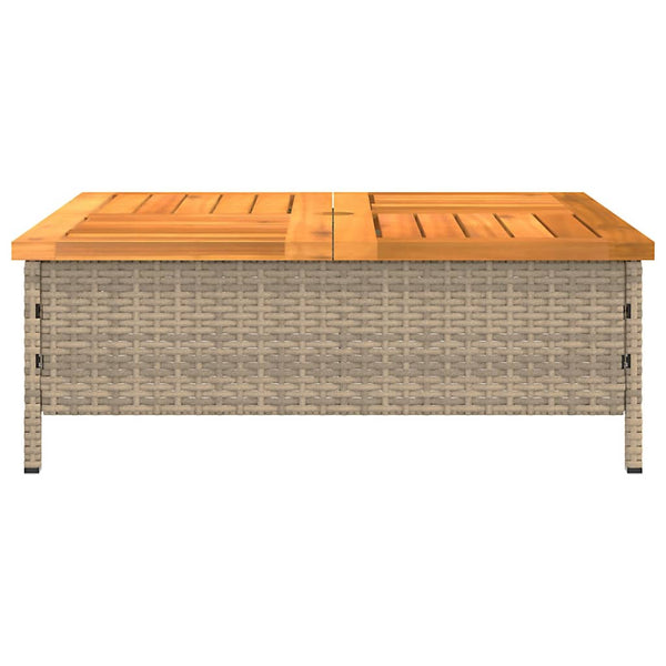 vidaXL Garden Table Beige 70x70x25 cm Rattan and Acacia Wood