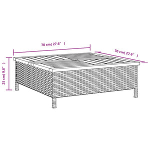 vidaXL Garden Table Beige 70x70x25 cm Rattan and Acacia Wood