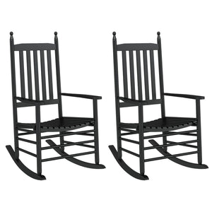 vidaXL Rocking Chairs with Curved Seats 2 pcs Black Poplar Wood