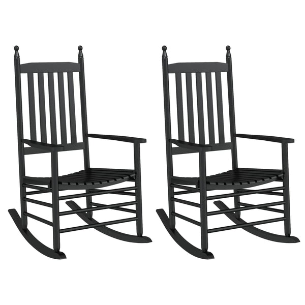 vidaXL Rocking Chairs with Curved Seats 2 pcs Black Poplar Wood
