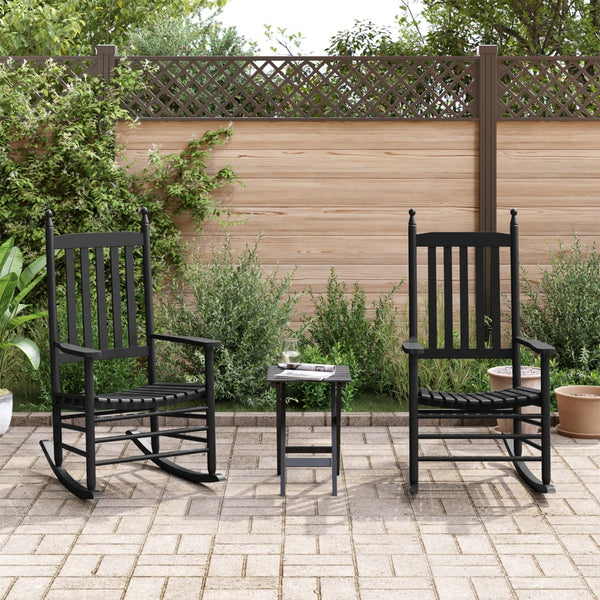 vidaXL Rocking Chairs with Curved Seats 2 pcs Black Poplar Wood