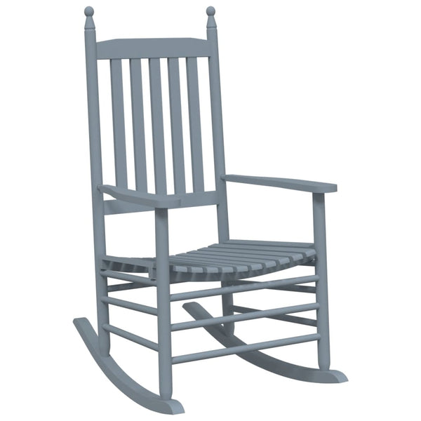 vidaXL Rocking Chairs 2 pcs. with Folding Table Grey Solid Poplar Wood