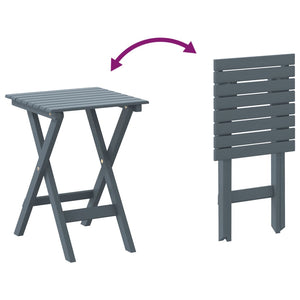 vidaXL Rocking Chairs 2 pcs. with Folding Table Grey Solid Poplar Wood