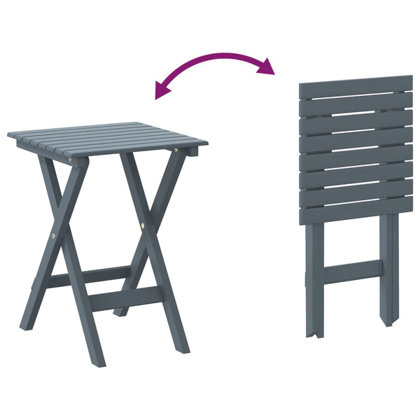 vidaXL Rocking Chairs 2 pcs. with Folding Table Grey Solid Poplar Wood