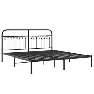 vidaXL Bed Frame with Headboard Metal Black 183x203 cm