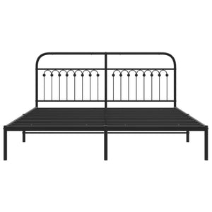 vidaXL Bed Frame with Headboard Metal Black 183x203 cm