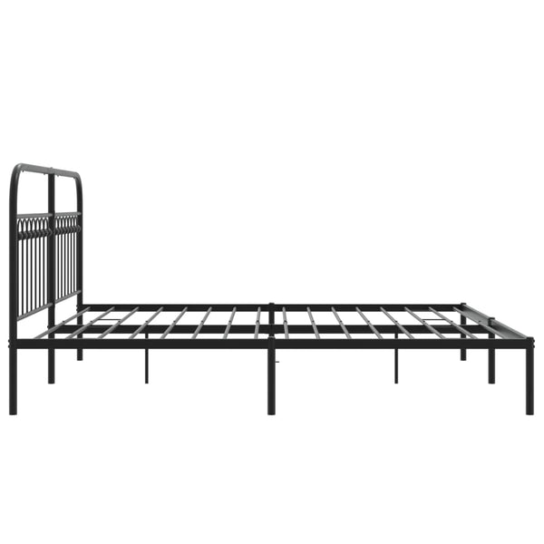 vidaXL Bed Frame with Headboard Metal Black 183x203 cm