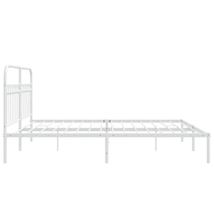 vidaXL Bed Frame with Headboard Metal White 183x203 cm