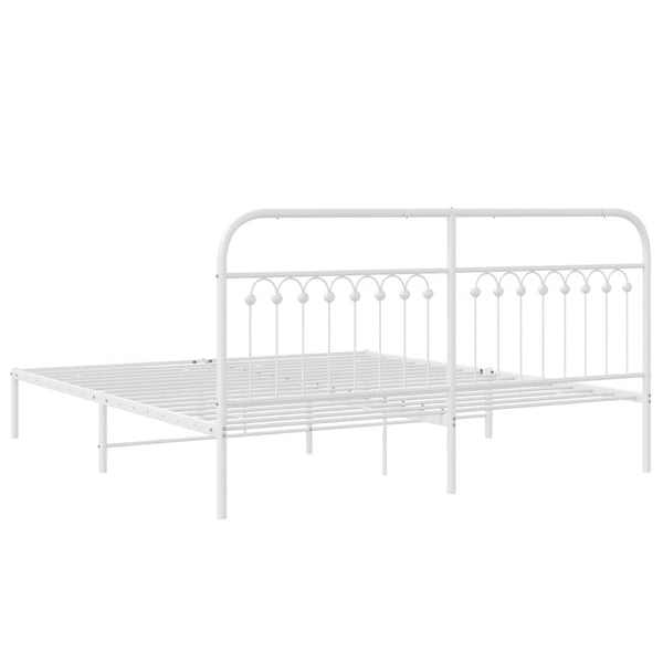 vidaXL Bed Frame with Headboard Metal White 183x203 cm