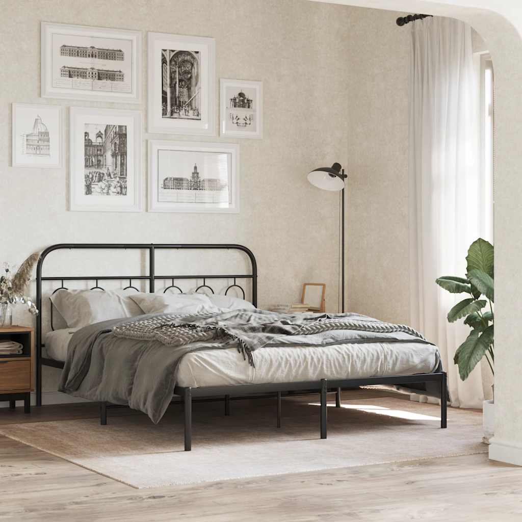 vidaXL Replacement Headboard Metal Black 137 cm