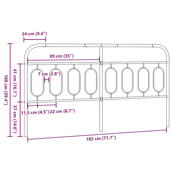 vidaXL Replacement Headboard Metal Black 183 cm