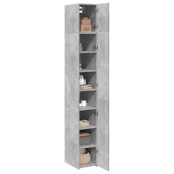 vidaXL Tall Cabinet Narrow Concrete Gray 30x42.5x225 cm Engineered Wood