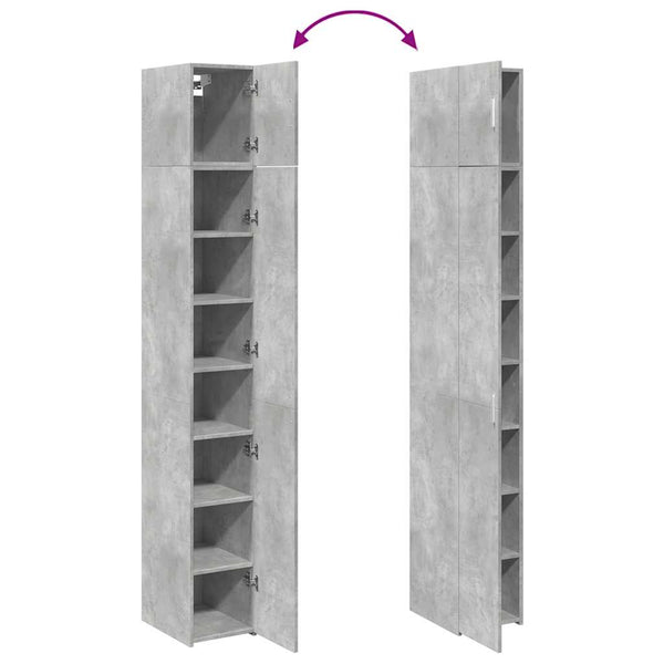vidaXL Tall Cabinet Narrow Concrete Gray 30x42.5x225 cm Engineered Wood