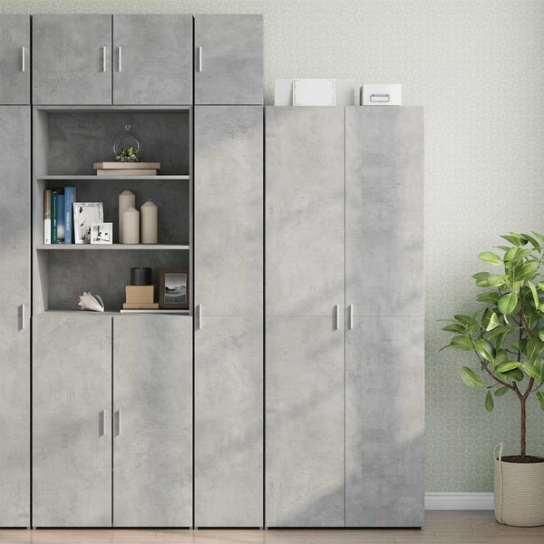 vidaXL Tall Cabinet Narrow Concrete Gray 30x42.5x225 cm Engineered Wood