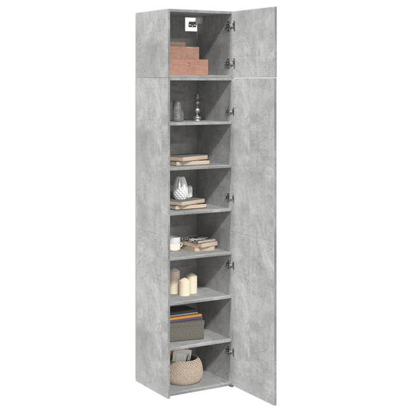 vidaXL Tall Cabinet Narrow Concrete Gray 45x42.5x225 cm Engineered Wood