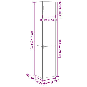 vidaXL Tall Cabinet Narrow Concrete Gray 45x42.5x225 cm Engineered Wood