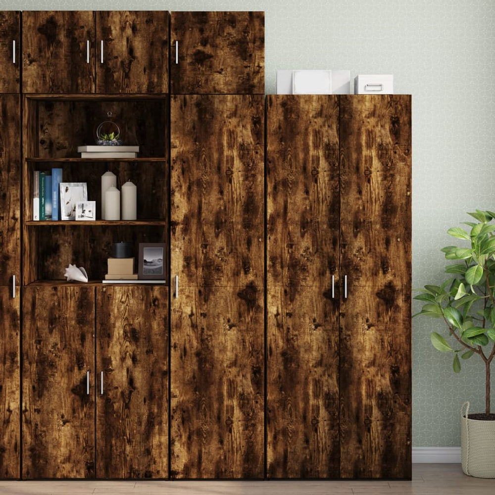 vidaXL Tall Cabinet Narrow Smoked Oak 45x42.5x225 cm Engineered Wood