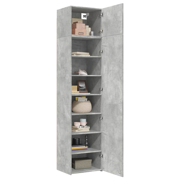 vidaXL Tall Cabinet Narrow Concrete Grey 50x42.5x225 cm Engineered Wood