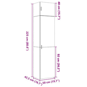 vidaXL Tall Cabinet Narrow Concrete Grey 50x42.5x225 cm Engineered Wood