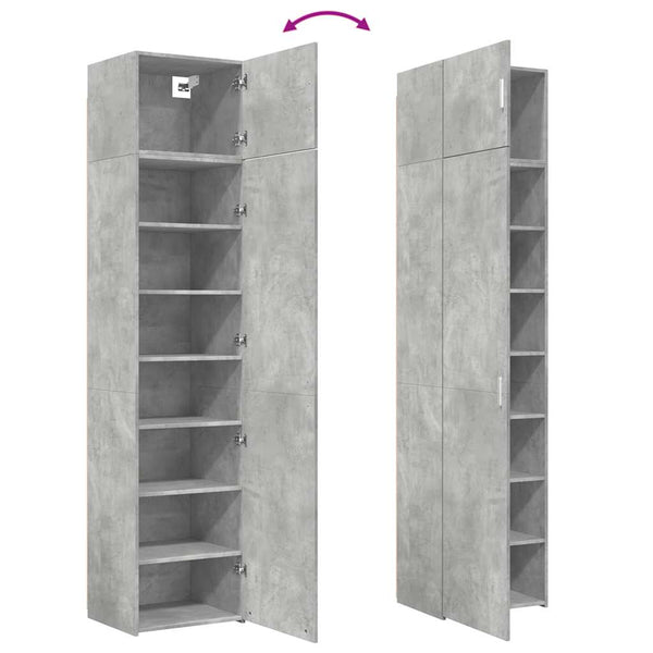 vidaXL Tall Cabinet Narrow Concrete Grey 50x42.5x225 cm Engineered Wood