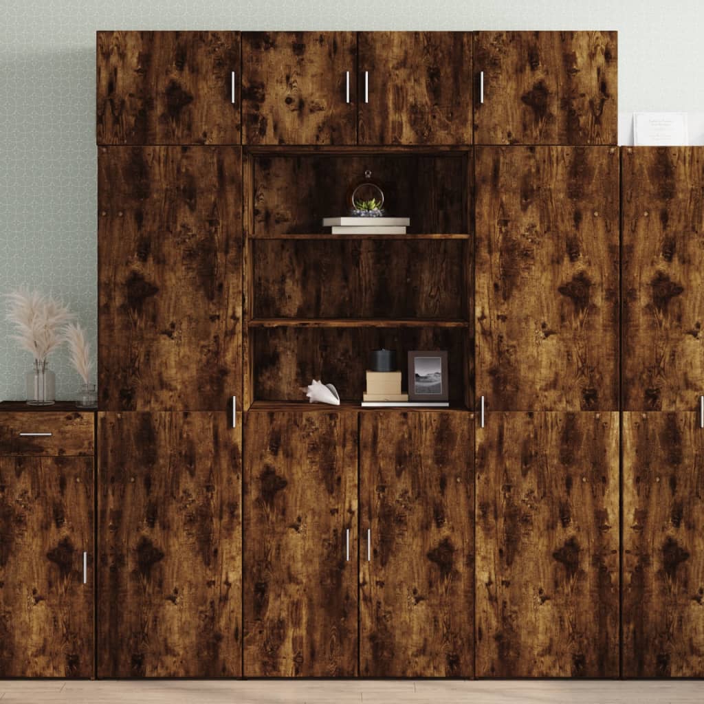 vidaXL Tall Cabinet Smoked Oak 80x42.5x225 cm Engineered Wood