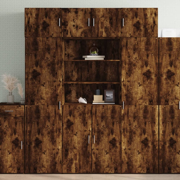 vidaXL Tall Cabinet Smoked Oak 80x42.5x225 cm Engineered Wood
