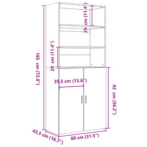vidaXL Highboard Concrete Grey 80x42.5x185 cm Engineered Wood