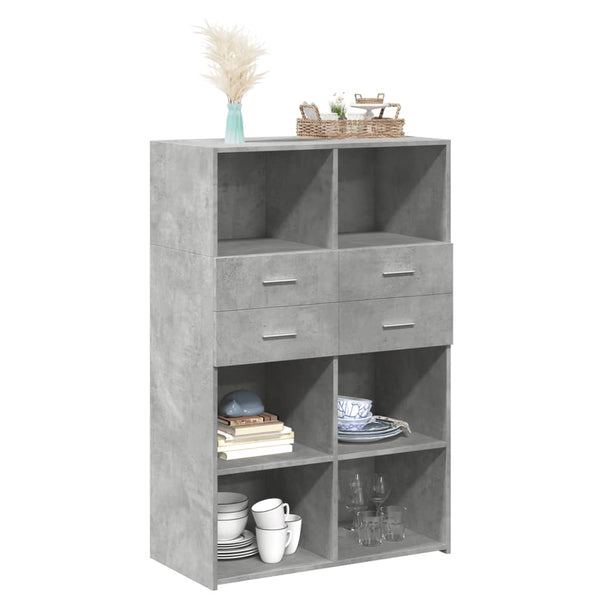 vidaXL Highboard Concrete Gray 80x42.5x124 cm Engineered Wood
