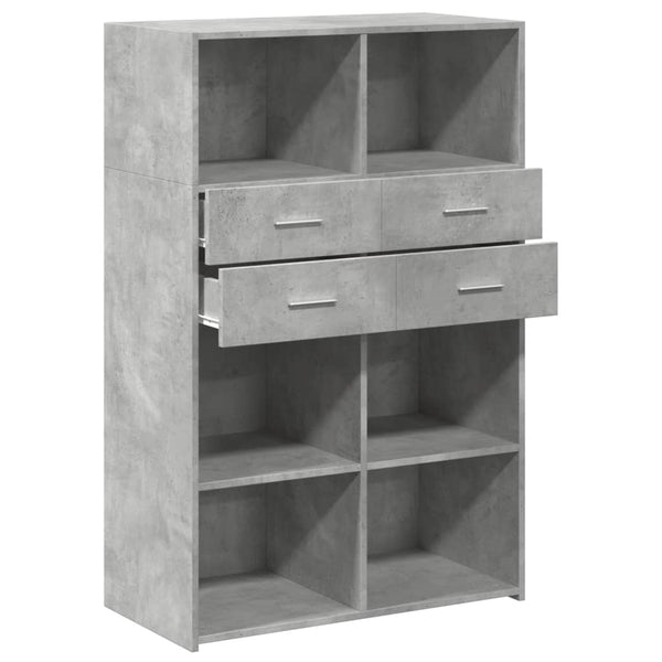 vidaXL Highboard Concrete Gray 80x42.5x124 cm Engineered Wood