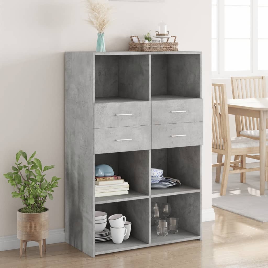 vidaXL Highboard Concrete Gray 80x42.5x124 cm Engineered Wood
