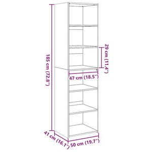 vidaXL Highboard Concrete Grey 50x41x185 cm Engineered Wood