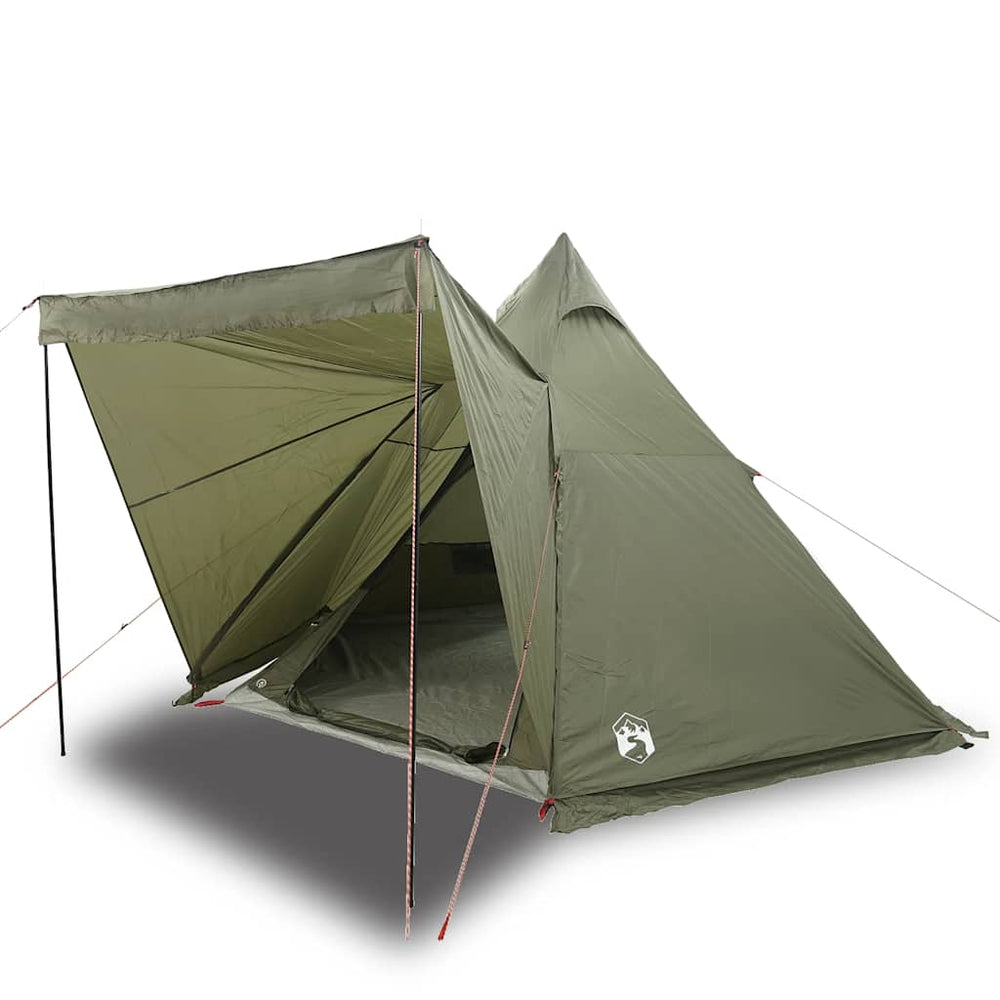 vidaXL Tipi Family Tent 6-Person Olive Green Waterproof