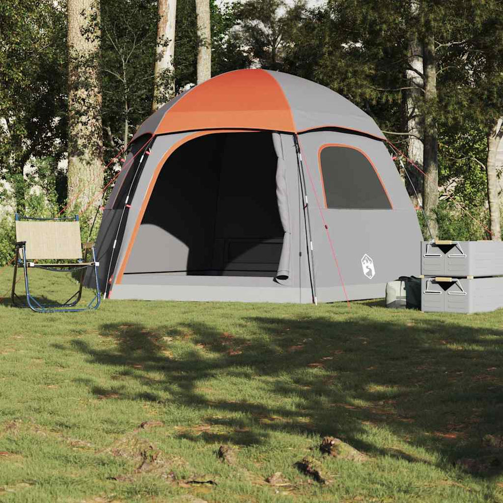 vidaXL 6-Person Dome Family Tent Grey and Orange Waterproof