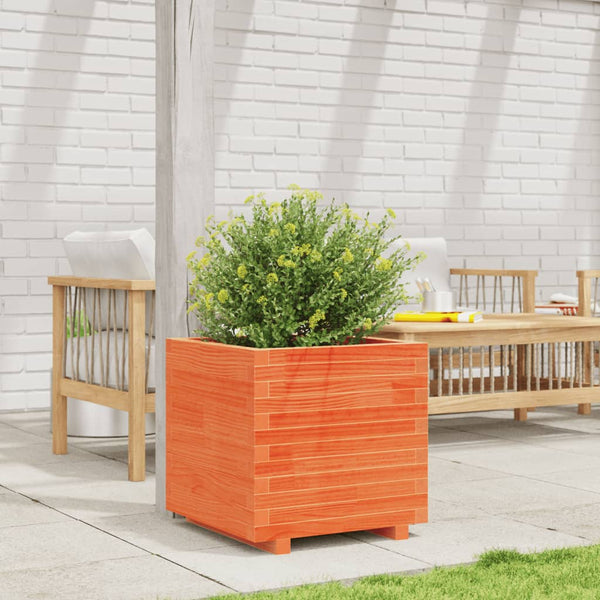 vidaXL Planter Wax Brown 50x50x49.5 cm Solid Pine Wood